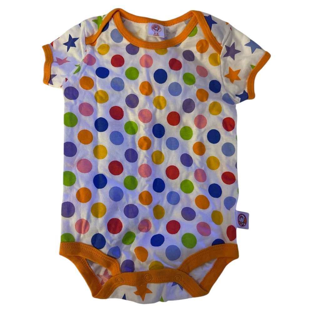 Little Miss Matched baby onesie bold dots stars 3-6 months 100% cotton white